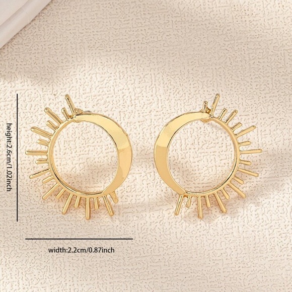 Metallic Eclipse Stud Hoop Drop Earrings - Picture 3 of 3